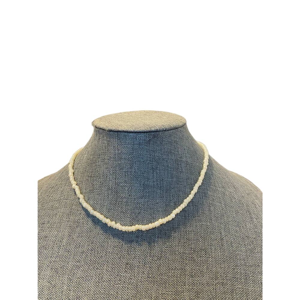 Childrens white bead necklace opalescent